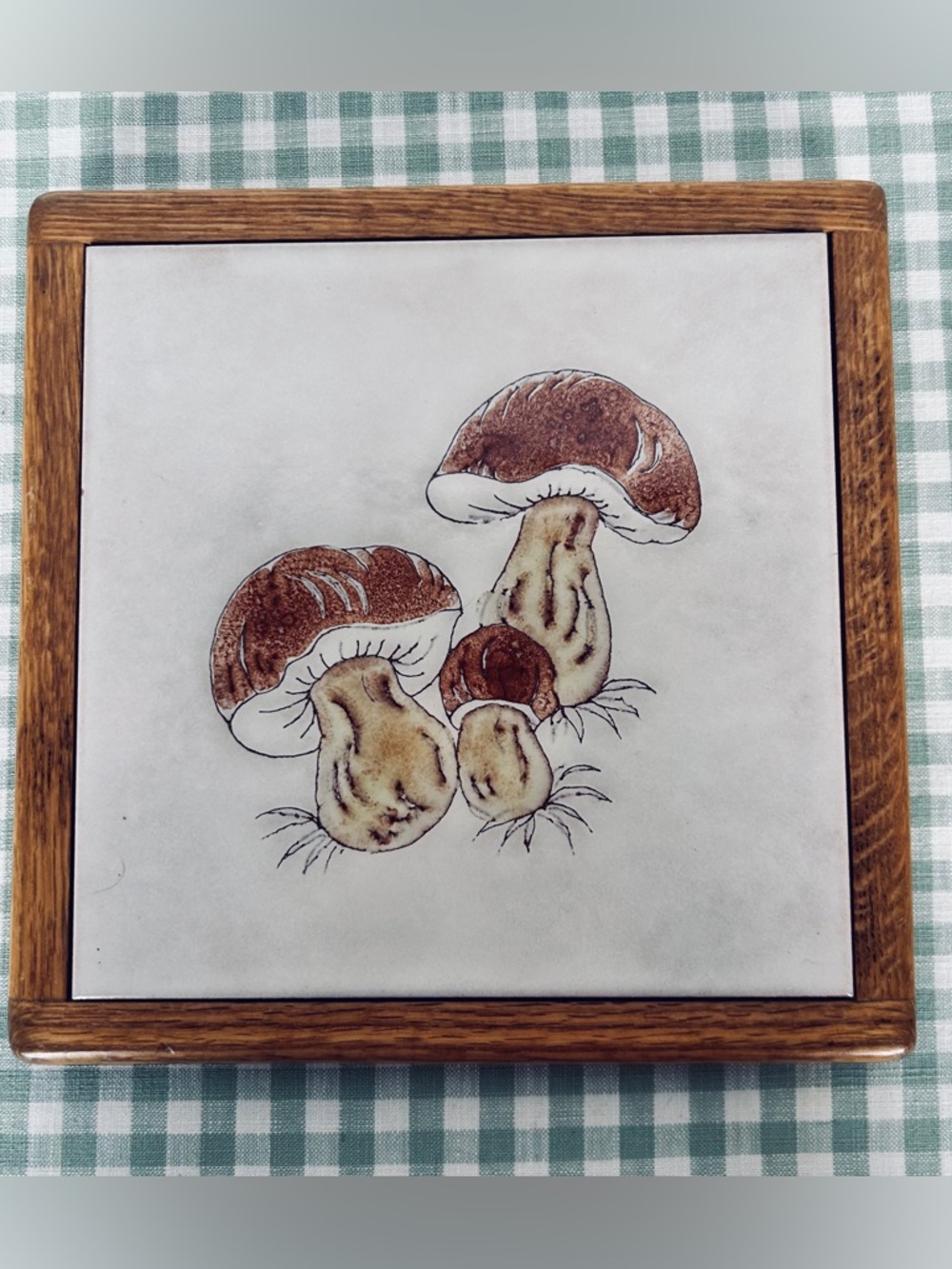 Vintage Mushroom Tile Trivet - Brown & Cream